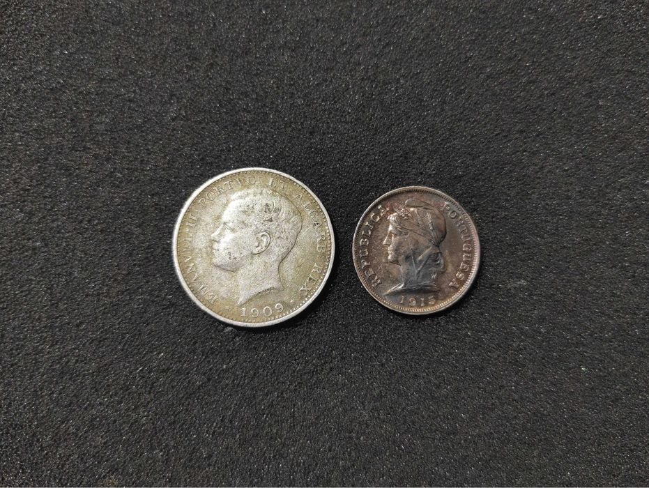 Conjunto 2 Moedas 200 Réis 1909 + 10 Centavos 1915