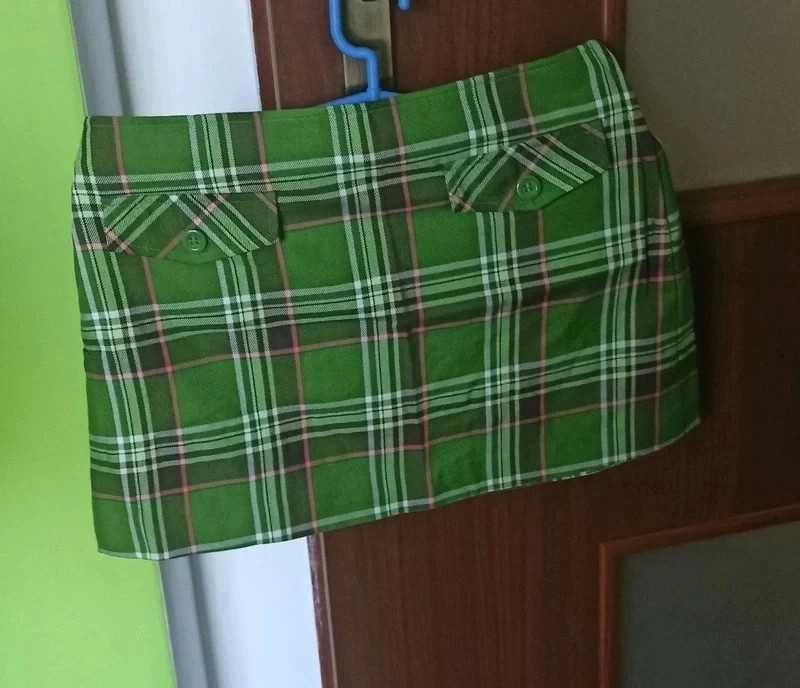 Krótka mini spódniczka w kratkę, 2 sztuki zielona czarna y2k h&m