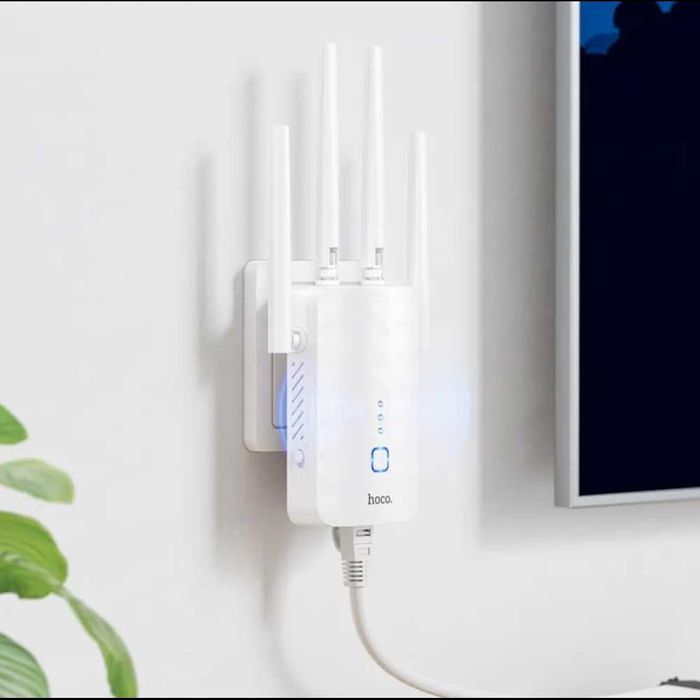 Портативный модем Репитер HOCO HI35 усилитель Wi-Fi на 4 антенны 300Mb