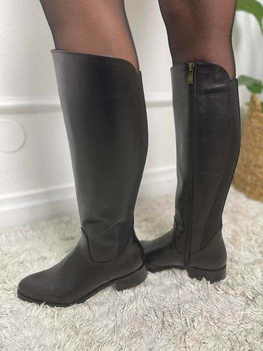 Kozaki damskie skóra naturalna 38 czarne zima