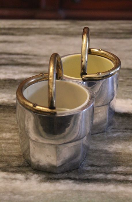 2 Baldes de gelo vintage em metal, anos 60-70, Gentlemen’s Club.