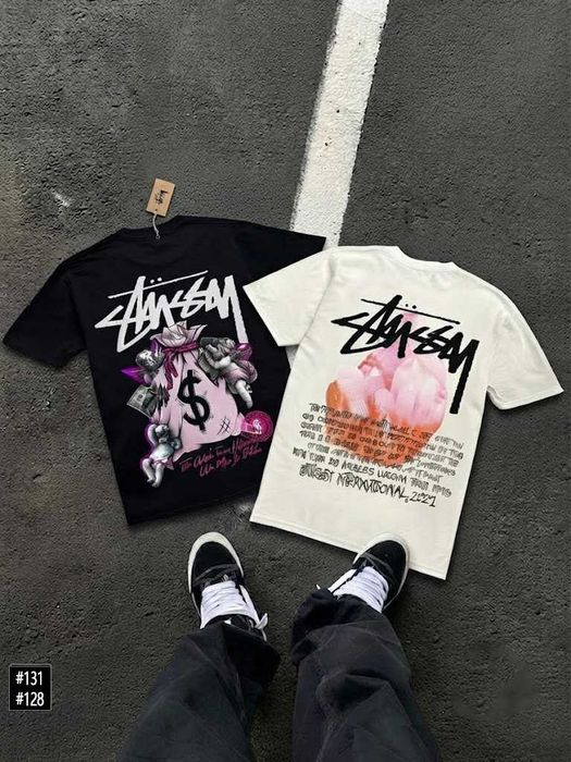 XS - XXL • Новая Футболка Stussy Fuzzy Dice • Чорна / Біла