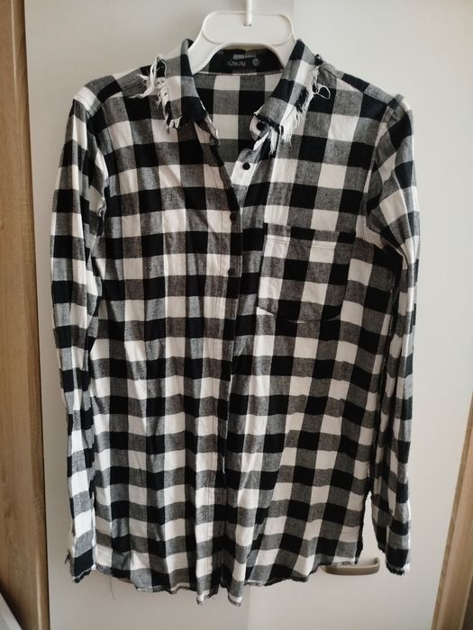 Nowa koszula damska w kratę biało -czarna rozmiar M