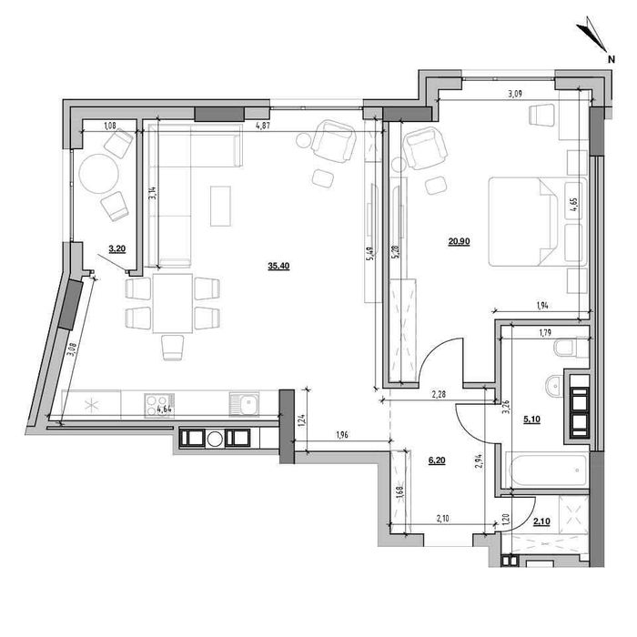 1-кімнатна квартира за адресою вул. Франка (площа 72,9 м²) - Atlanta.ua - фото 2
