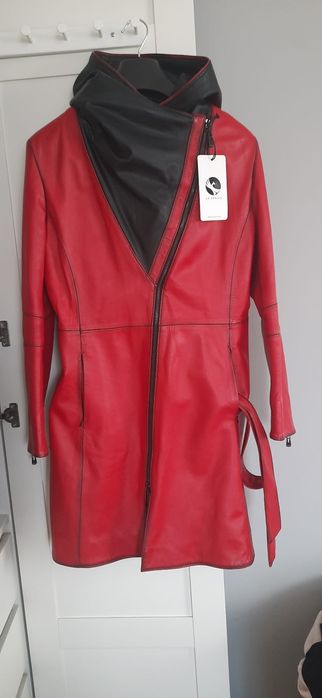 PŁASZCZ SKÓRZANY (skóra naturalna) czerwony size 44