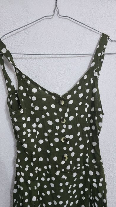 Zielony kombinezon w grochy retro vintage damski kombinezon khaki  M&C