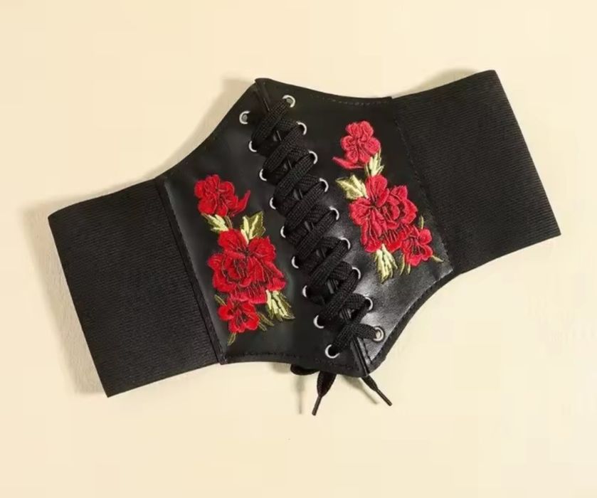 Czarny szeroki pasek damski, gorset, nowy