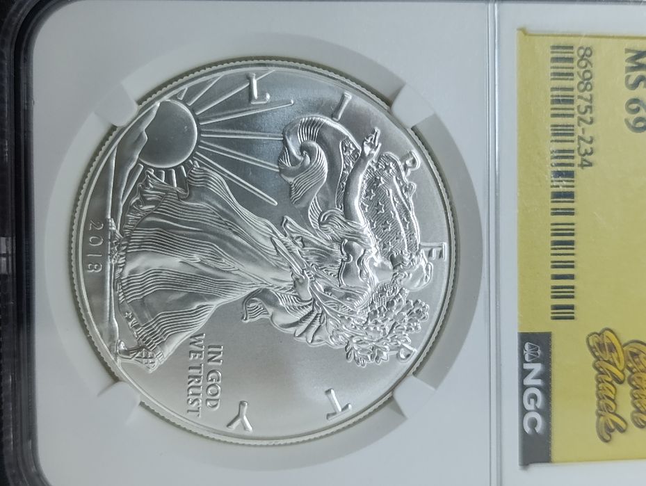 1 долар США 2018 р. Крокуюча Свобода. СРІБЛО. NGS MS 69. Cтан.