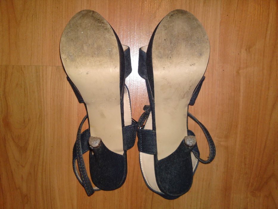 Sandały szpilki unikat na platformie koturnie jeans dżinsowe CCC r.38