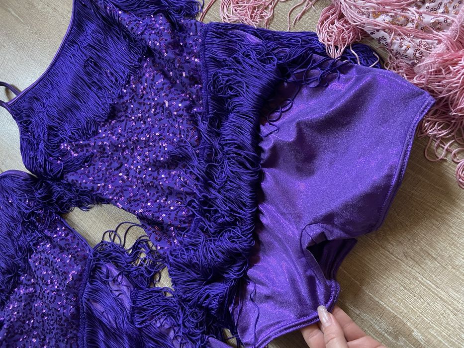 Платье латина сукня бахрома 140-146 тренеровочное танцевальное