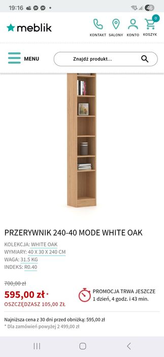 Regał Meblik 240/40
