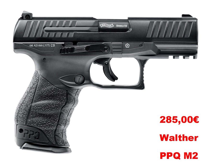 Pistola Pressão de ar CO2 WALTHER PPQ M2+WALTHER Q5 MATCH chumbo 4.5mm