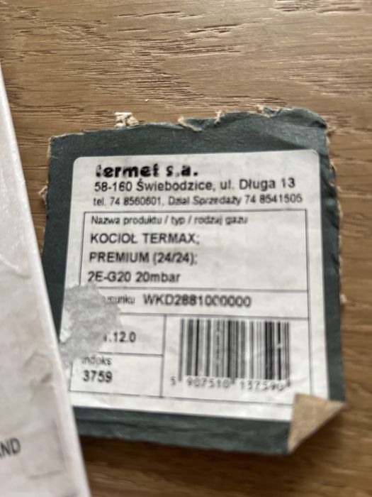 Piec dwufunkcyjny gazowy termax  na czesci