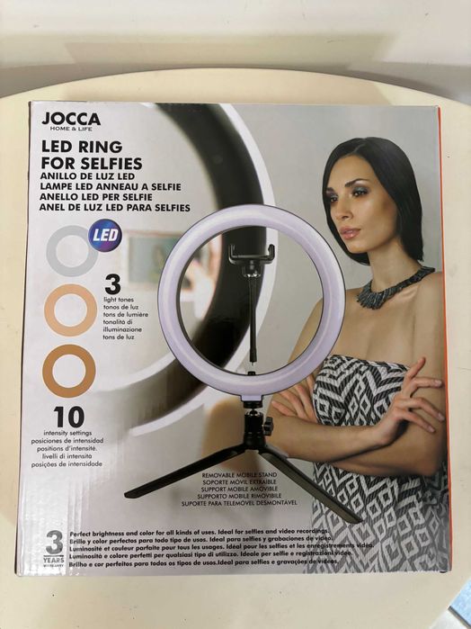Ring Light LED JOCCA – 3 Tonalidades & 10 Níveis de Intensidade