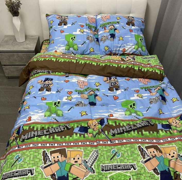 Майнкрафт комплект постільної білизни, розміри 1,5 сп, 2сп, Євро