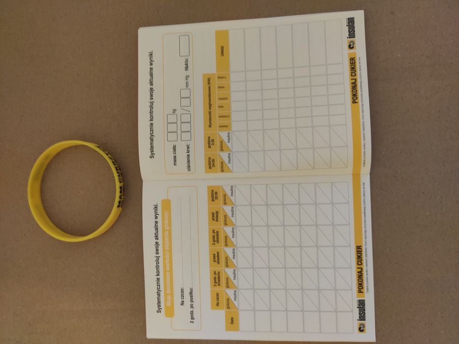 Opaska diabetyka + książeczka pomiaru cukru