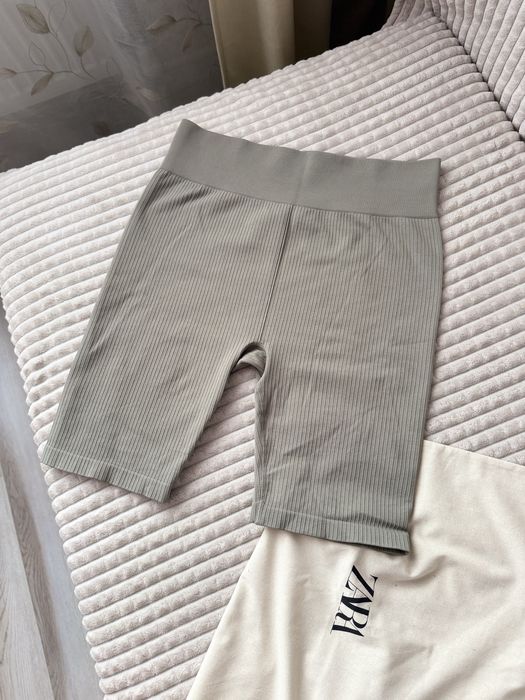 Велосипедки в рубчик оливкові, мятні в рубчик для спорту S/M