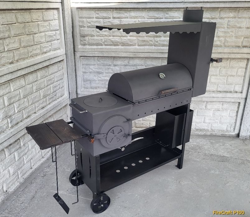 •5мм! 100% НЕ ПРОГОРИТЬ! Мангал Смокер з Піччю під казан та коптильнею