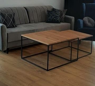 Stolik kawowy podwójny drewno