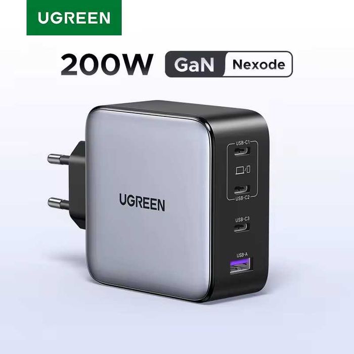 Зарядний пристрій 200W UGREEN Nexode X764 GaN PD3.1 Блок 4 порти Вт
