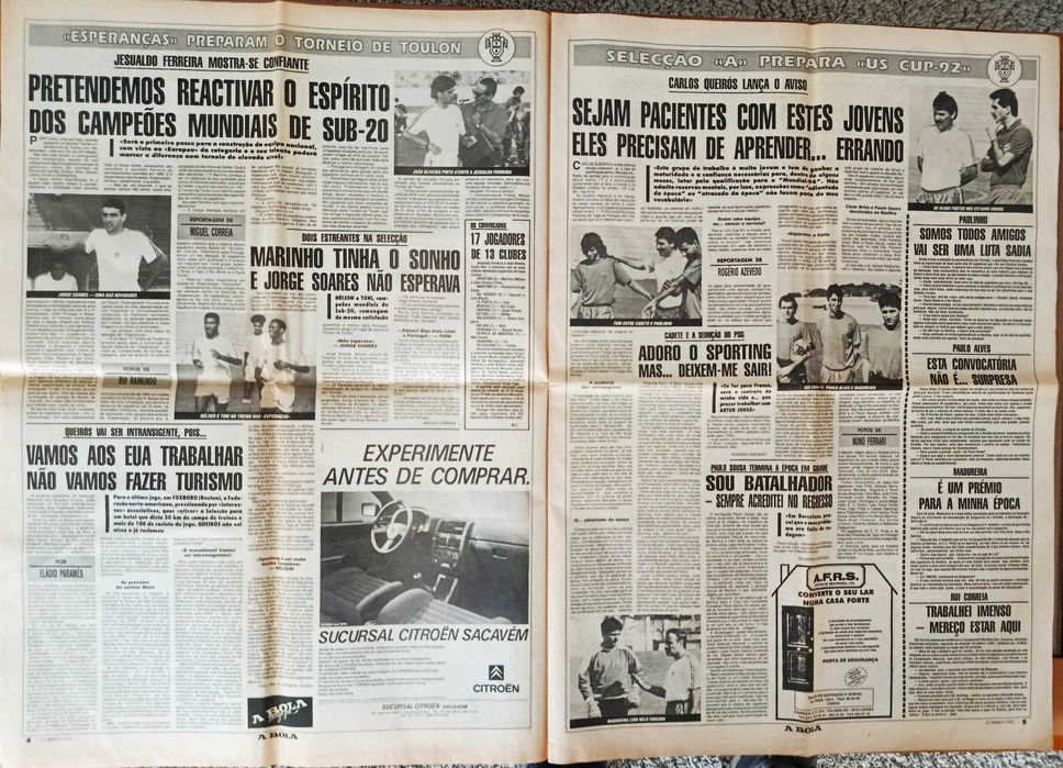 F.C.Porto - Campeão 1991-92 caricaturas - jornal A Bola de maio 1992