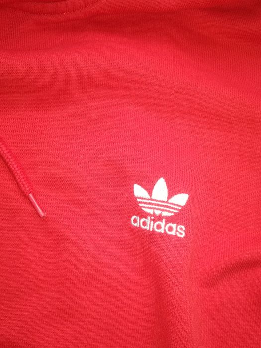 Adidas duża bluza z kapturem czerwona gruba XL
