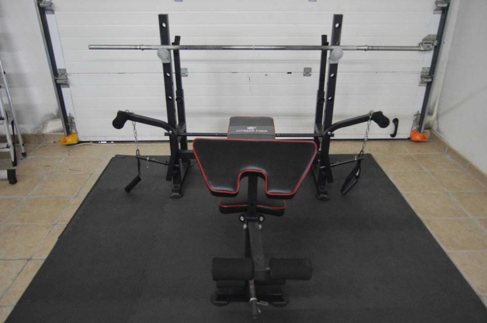 Banco de Musculação Multiestação Fitness Tech + Barra 10kg