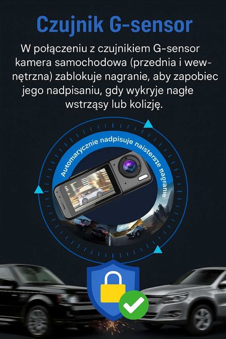 Wideorejestrator Rejestrator Kamera Samochodowa HD przód tył 64GB