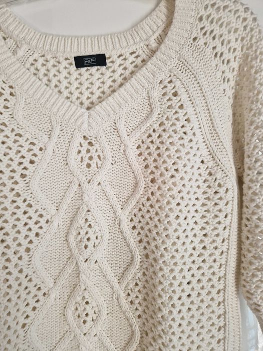 Sweterek ażurek biały F&F rozm. 38 / M