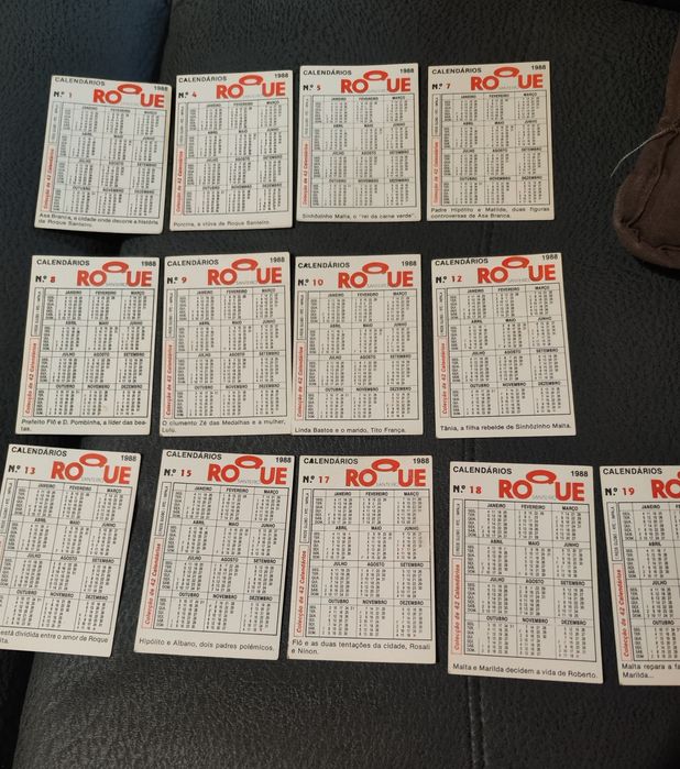 Conjunto de 29 calendários do Roque Santeiro