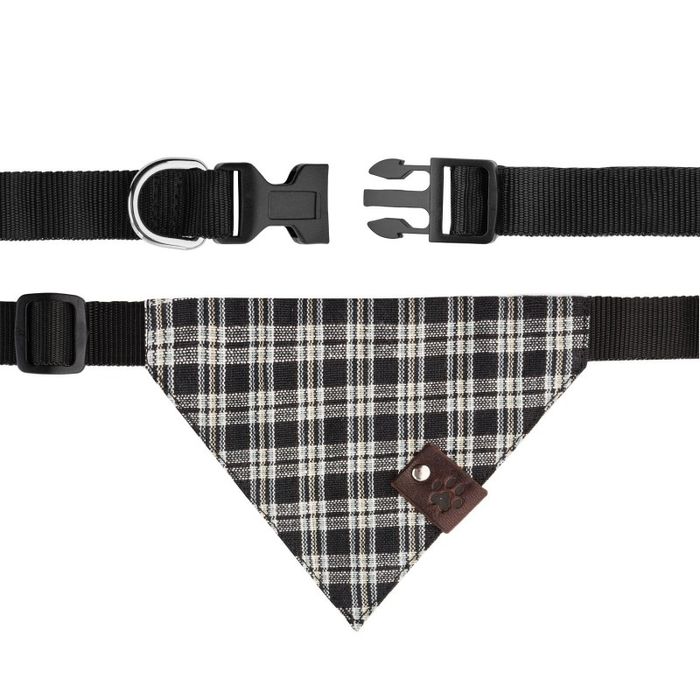 modna obroża dla psa z bandaną w kratkę petsome rozmiar l 13pk4l