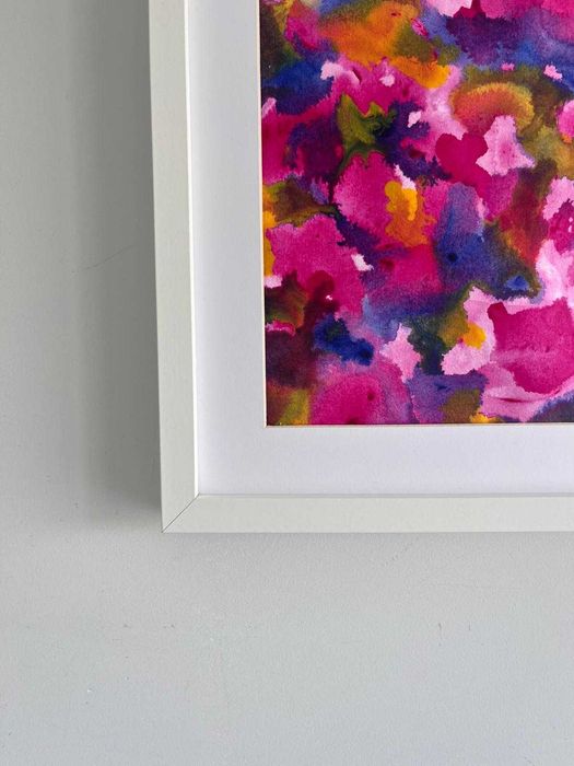 Quadro - Pintura abstrata em acrílico com moldura