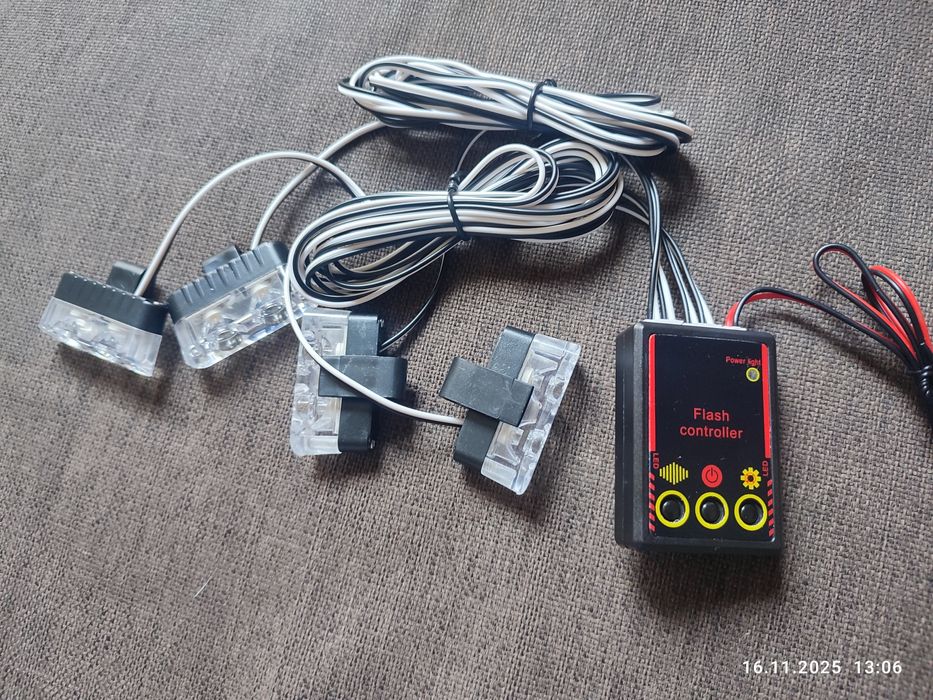 Stroboskopy LED pomarańczowe 12v ze sterownikiem  ostrzegawcze