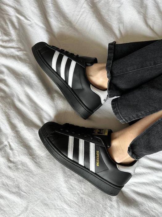 Кросівки Суперстар чорні, стильні Adidas Superstar унісекс