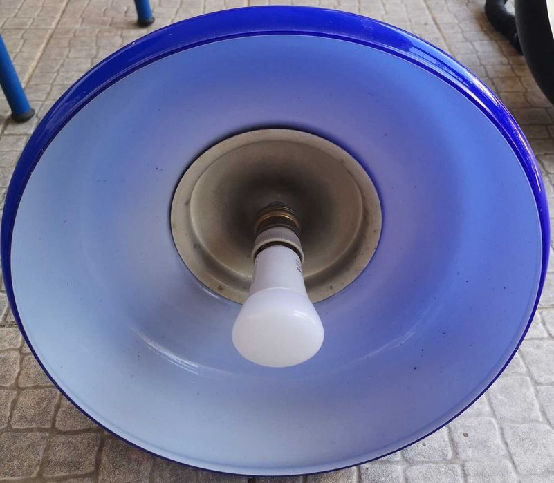 Candieiro Vintage Vidro Azul