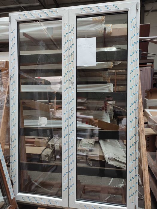 sprzedam drzwi tarasowe 1455/2230 2-skrzydł, 3-szyb. Orzech/Białe