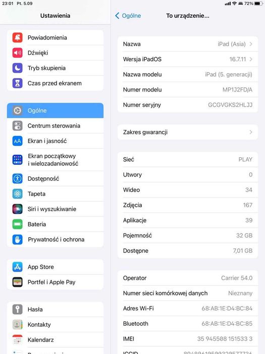 iPad 5gen wifi plus cellular
