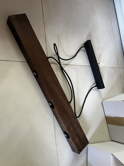 Lampa nad wyspę stół drewniana 4 zarowki IKEA ROLLSBO