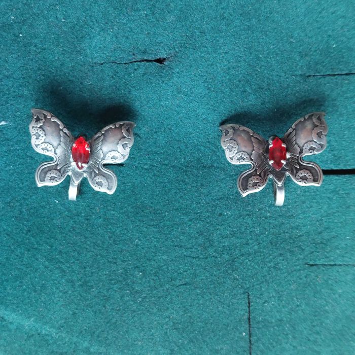 Klipsy srebrne motylki,vintage