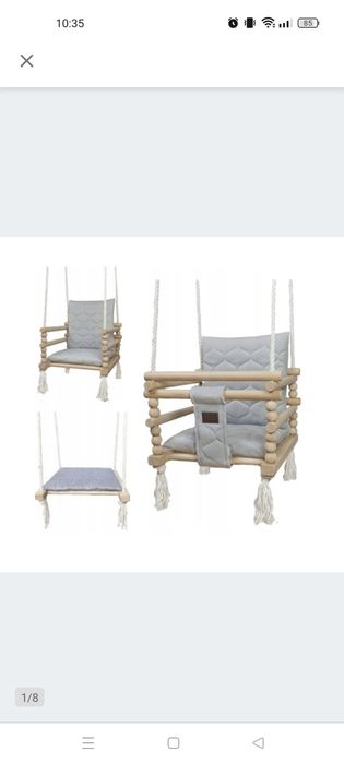 Huśtawka dla dziecka 3w1 drewniana