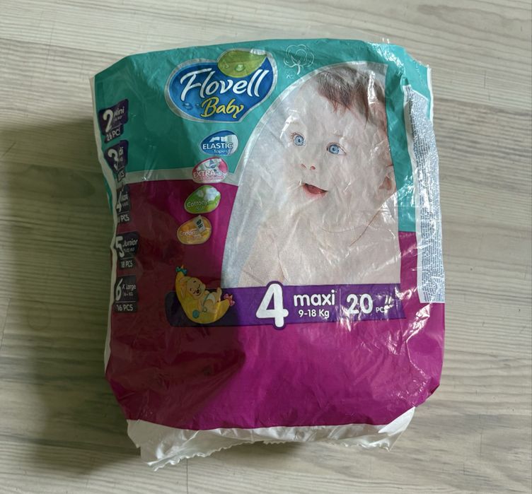 Дитячі памперси 9 штук FLOVELL BABY 4 розмір Підгузки
