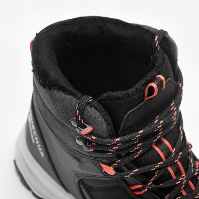 Botas quentes e impermeáveis de caminhada mulher, MH500 preto