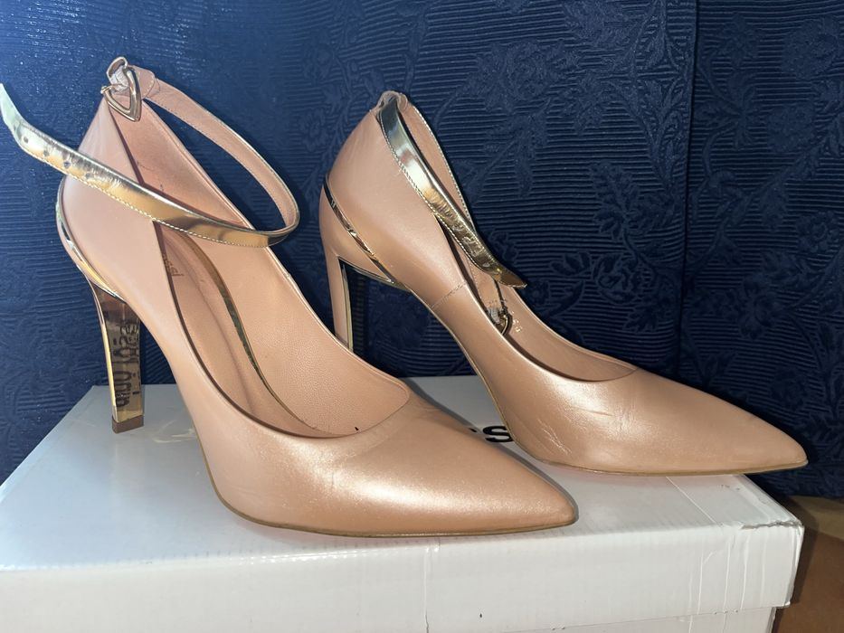 Szpilki, beżowe, różowe, pudrowe, 39, 5