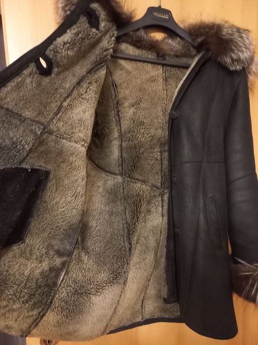 Kożuch, kurtka skórzana z kapturem
