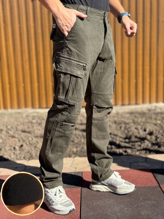 Штани чоловічі карго утеплені Loshan сірі чорні олива