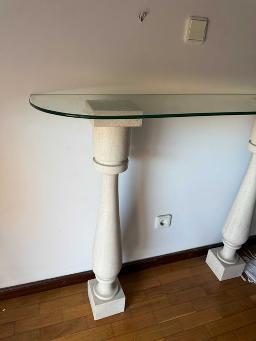 Consola/Movel de entrada de pedra Marmore e vidro