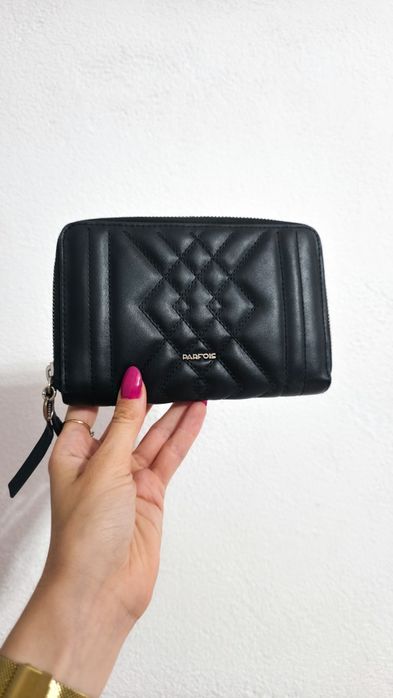 Czarny portfel Parfois duży portfel damski elegancki Wallet