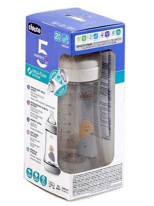 Chicco Perfect 5 240ml Butelka Antykolkowa Beige Smoczek Medium *NOWE*