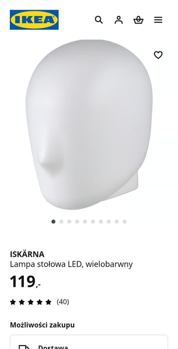 Lampa ikea Twarz - zmieniająca kolor