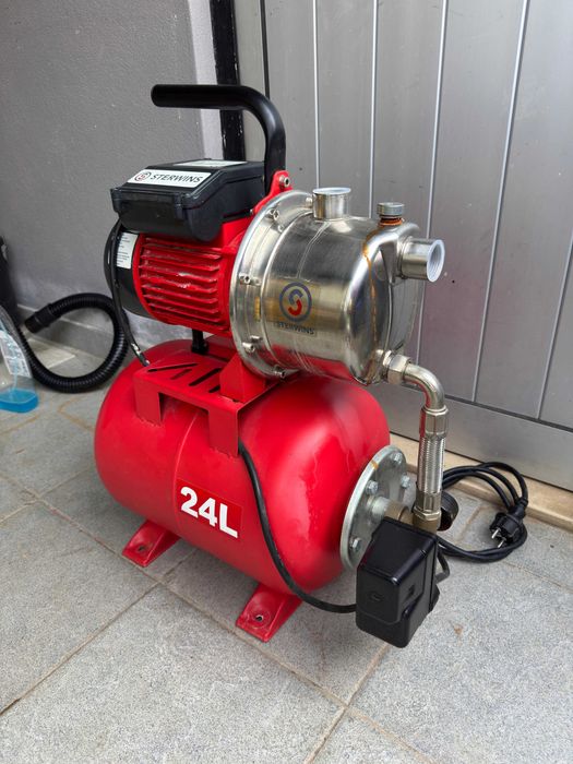 Bomba de Água Sterwins 24L 1100W com Depósito de Pressão – A Funcionar